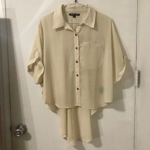 Volcom Cream button down short sleeve blouse
